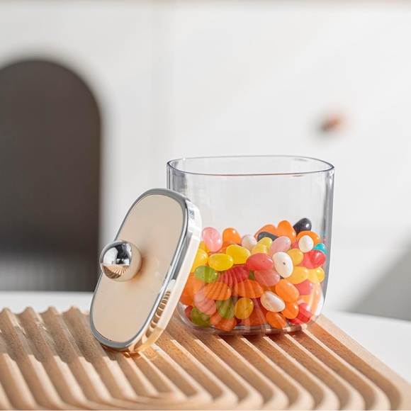 Clear Cotton Swab Holder with Cream Lid NWT - Picture 2 of 5